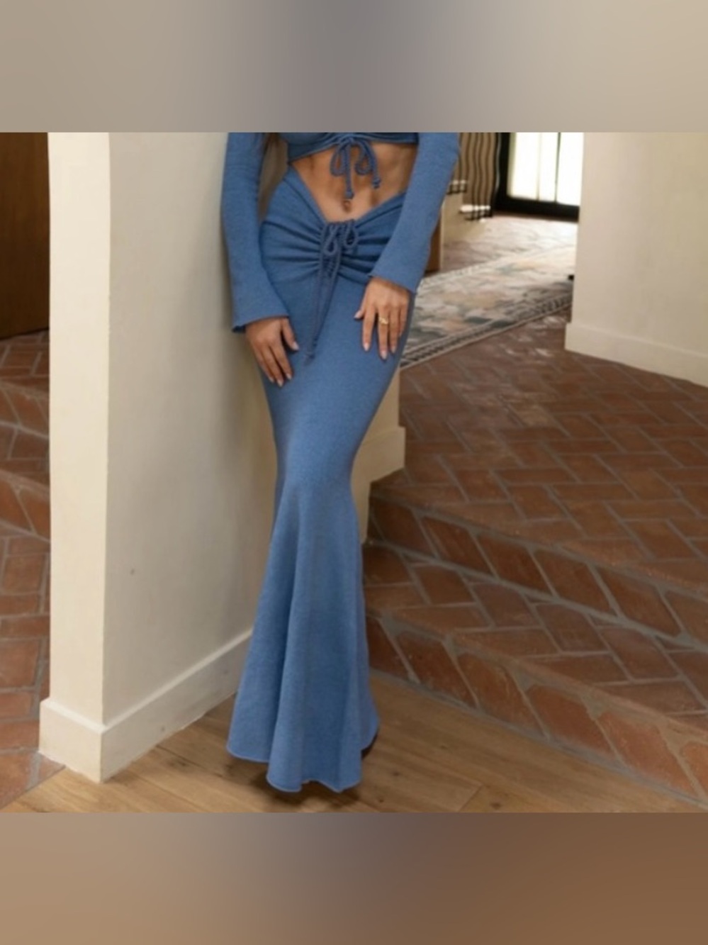 Jluxlabel Blue Dusk Resort Mermaid Flare Maxi Skirt